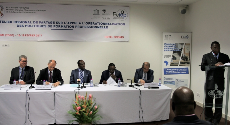 Opening of the workshop chaired by the Minister for Technical Education and Vocational Training of Togo, Mr. Georges Kwawu Aïdam